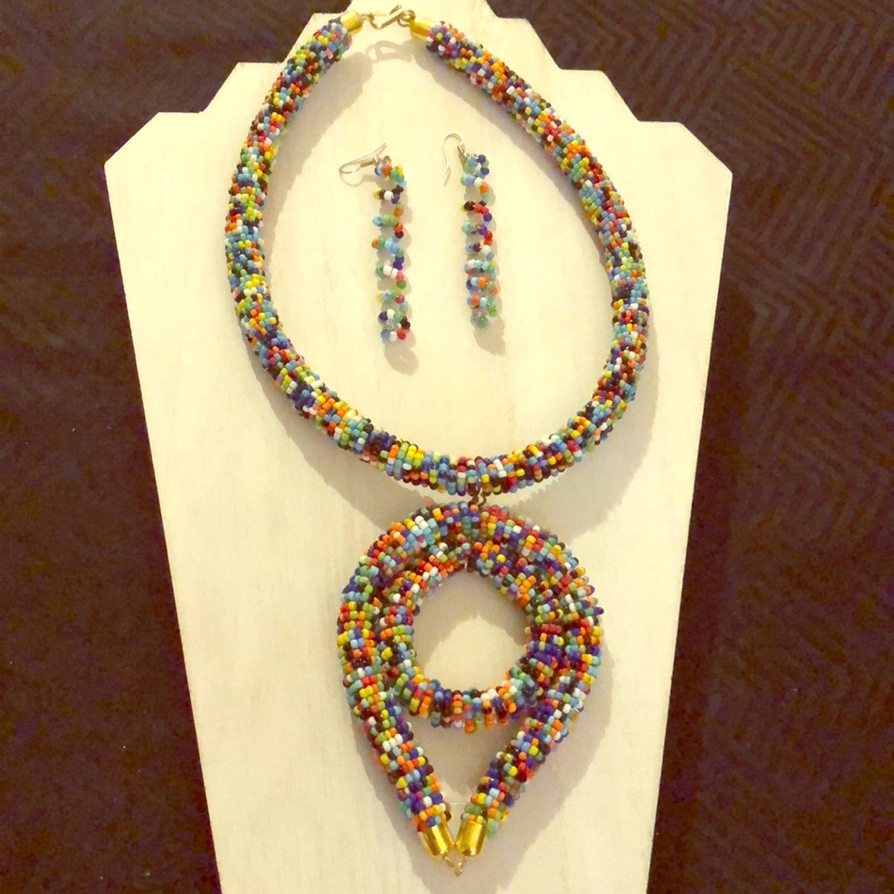 African Muti beaded necklace set  for sale